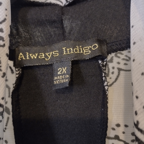 Always Indigo Sheer White Floral & Black Patterned Duster 2X - Picture 3 of 3